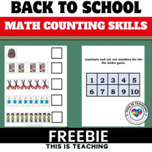 FREE School Math Counting Numbers 1-10 File Folder Game