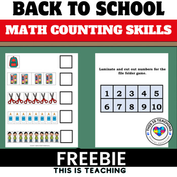 FREE School Math Counting Numbers 1-10 File Folder Game