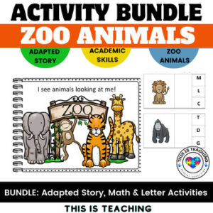 Zoo Animal Math Centers, Stories, & Alphabet Activities