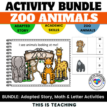 Zoo Animal Math Centers, Stories, & Alphabet Activities