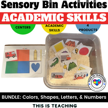 Bundle of Sensory Bin Academic Activities: Colors, Shapes, Numbers, and Letters